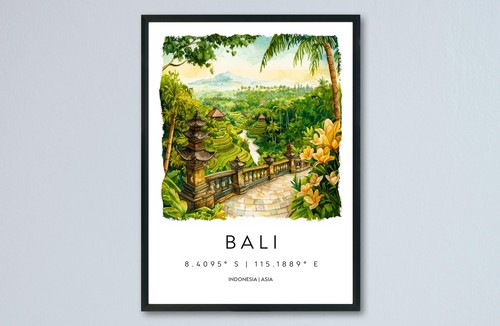 Bali watercolor poster - bali,