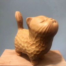 Hand-carved Wooden Cat Statue