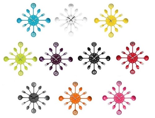 Kitchen cutlery design clock - cutlery,