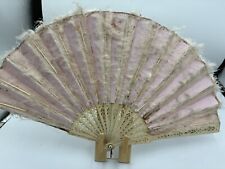 ANTIQUE FEATHER LEAF FOLDING HAND FAN (2)