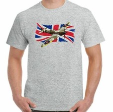 SPITFIRE T-SHIRT Supermarine WWII Battle of Britain RAF Tee Top Union Jack Flag
