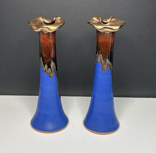 Pair studio art - pottery, cobalt