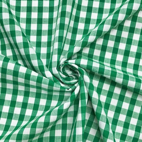 Green gingham fabric - green,