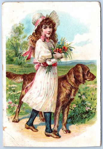 Victorian bonnet girl dog - victorian, &