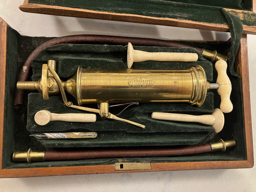 Antique brass stomach pump - pump, /