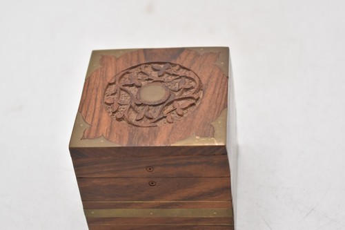 Vintage brass inlaid wooden - vintage,