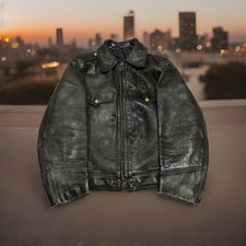 Vintage 60’s 70’s New YORK POLICE Jacket HORSEHIDE Leather Black Motorcycle USA