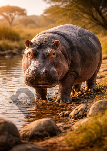 Hippopotamus hippo metal sign - hippopotamus,