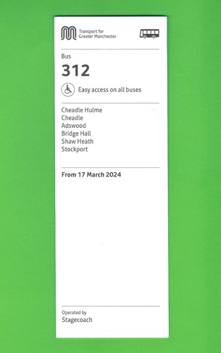 Tfgm bus timetable - timetable, 312