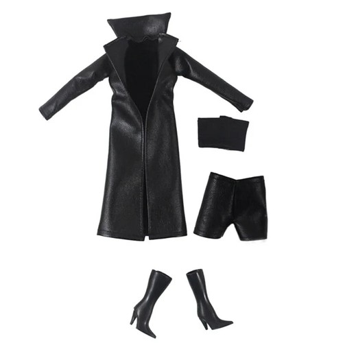 Black leather doll clothes - black,