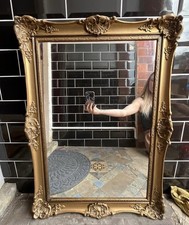 Beautiful Antique Style Large Ornate Gold Wall Mirror Vintage Style Rectangular