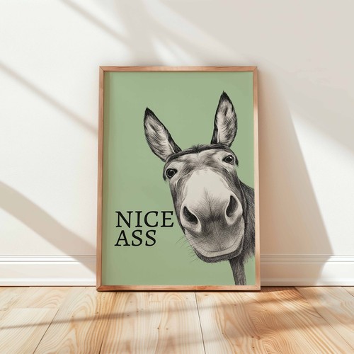 Funny donkey wall - funny, print