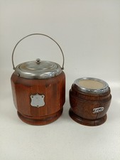 Vintage Wooden Biscuit And Tea Barrels Porcelain Lined 4.5"-6.5" Tall