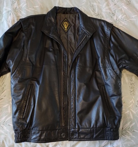 Black leather jacket - leather, by