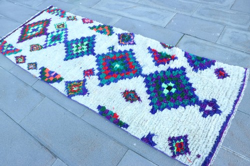 Runner rug 9x8 white purple - white,