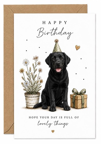 Labrador birthday card black - birthday,