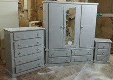 HANDMADE AYLESBURY (GREY) 3 PIECE BEDROOM SET SILVER HANDLES NO FLAT-PACK! 