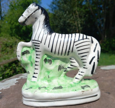 19C Staffordshire Zebra ..British Antique Flatback ,Ornament ,Figurine