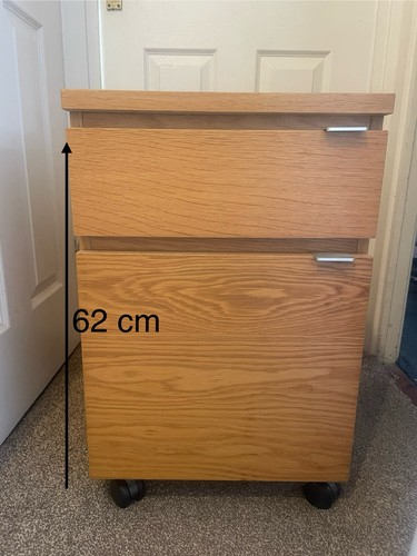Wooden filing cabinet - with, 2