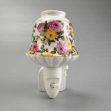 LED Night Light - Pink & Yellow Flowers Plug In Ceramic Light Brand New In Box