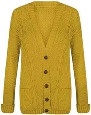 Women's Knitted Grandad CARDIGAN, Ladies LONG SLEEVES Button Sweater PLUS SIZES.