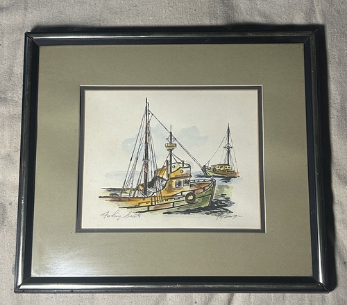 Vtg mcm watercolor painting - vtg,