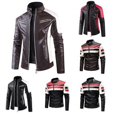 Faux leather motorcycle jacket - leather,