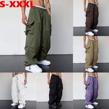 Casual Baggy Cargo Parachute Pants Men's Vintage Y2k Wide Leg Sweatpants Gifts@