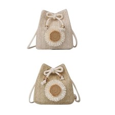 Women Straw Bucket Bag Summer