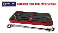 5 Piece Extra Long Flexi Ratchet Spanner / Wrench Set Britool Hallmark