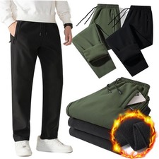 Mens Thermal Fleece Lined Caual Bottoms Elasticated Trousers Combat Work Pants