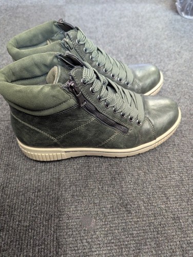 Ladies green leather pavers - green,