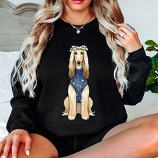 Afghan Hound Christmas Dogs Womens Sweatshirt Festive Lights Jumper