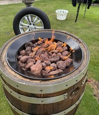 Beer Barrel BBQ Fire Pit Powered By Gas Bottle Inside Barrel