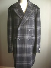 SPITALFIELDS CLOTHING WOOL COAT 38 36 reg long jacket trench over luxury check