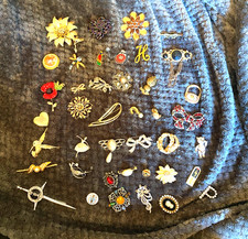 Set of 40 pins and Brooches Mainly vintage includes 2 x sarah coventry  E08