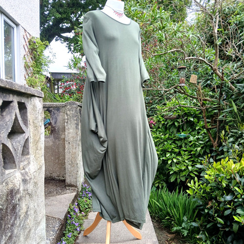Maxi dress khaki green - dress, jersey