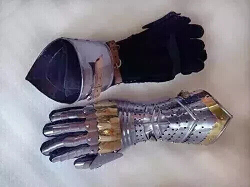 Steel medieval knight gauntlet - steel,