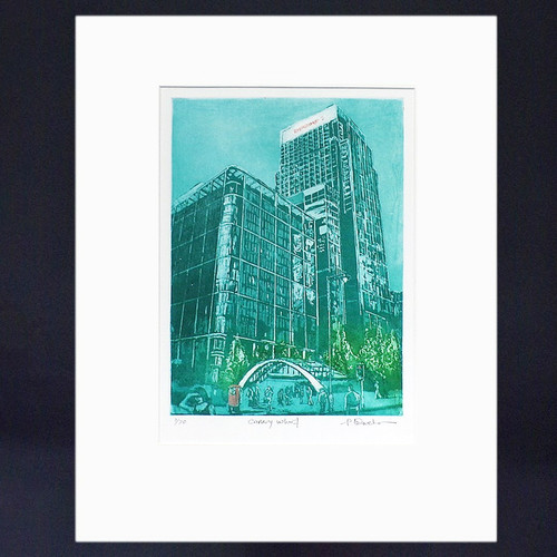 London etching print canary - london,