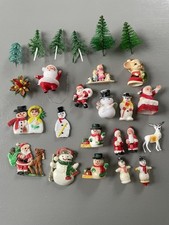 Vintage retro Christmas Cake Decorations Cake Toppers 1960s Bundle 