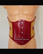 UK 12 30" Latex Corset Large Red Nurse Female waist underbust rubber Fetish wear