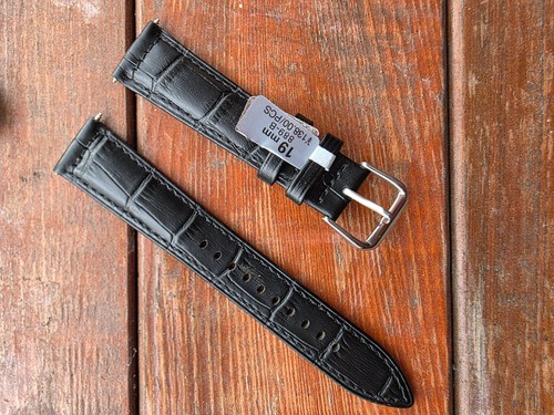 19mm black genuine leather - black,