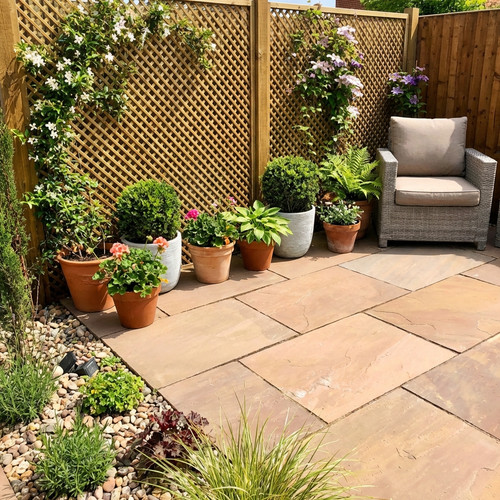 Autumn brown patio paving - autumn,