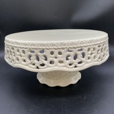 Lattice Work  Pedestal Cake Stand  Cream Skirted 23cm