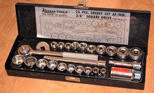 KAMASA 25 PIECE SOCKET SET 3/8" AF / MM SQUARE DRIVE STOCK NO SS 3622 for cars