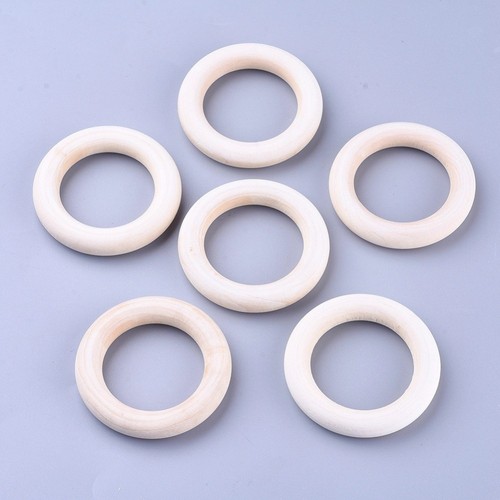 Wooden macrame rings natural - wooden,