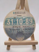 JCB Stamped DIGGING MACHINE 1989 Old ORIGINAL Vehicle Road Car Tax Disc Discs