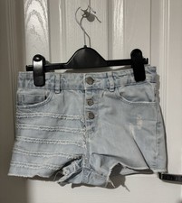 Girls Zara Age 9-10 Years Pale Denim Shorts With Ripped Design