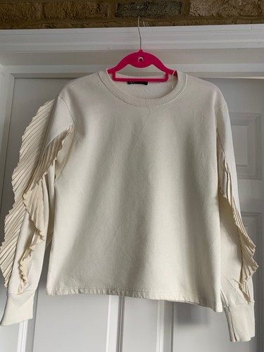 Zara cream pleated ruffle - zara,