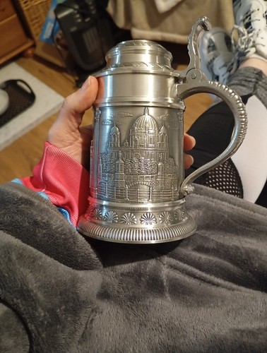 German pewter beer stein - pewter,